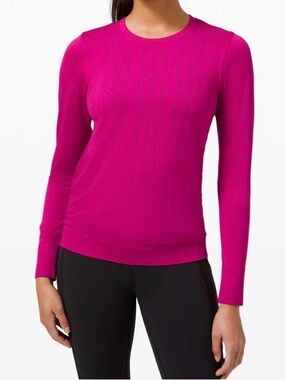 Lululemon Swiftly Breathe Long Sleeve Magenta Pink Top LW3DX1S Size 4 NWT